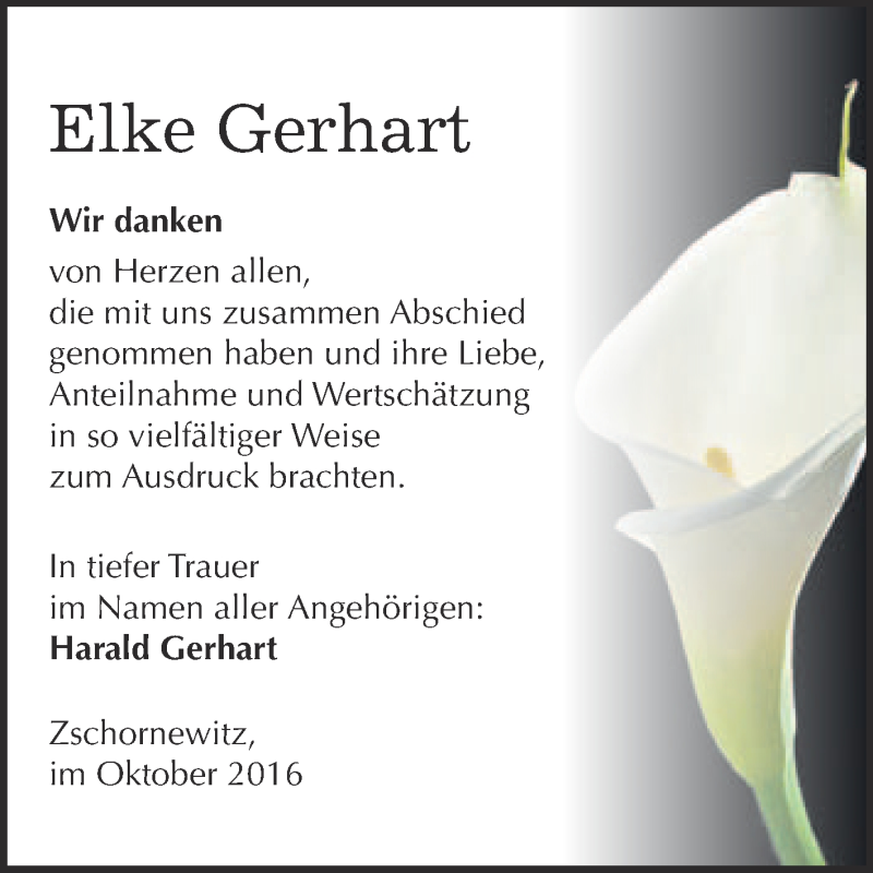 Traueranzeigen Von Elke Gerhart Abschied Nehmen De