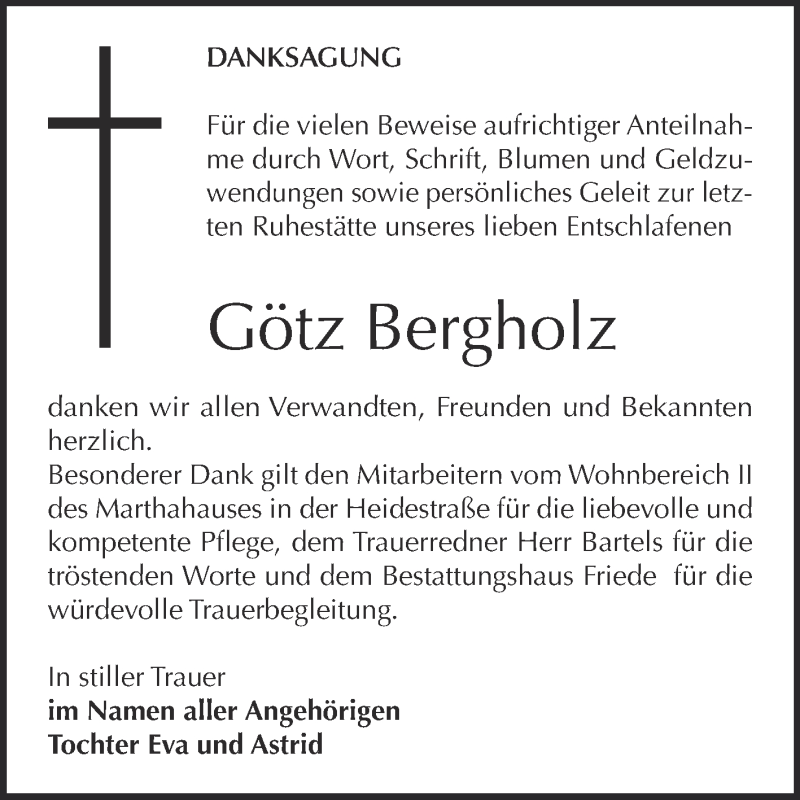 Traueranzeigen von Götz Bergholz abschied nehmen de