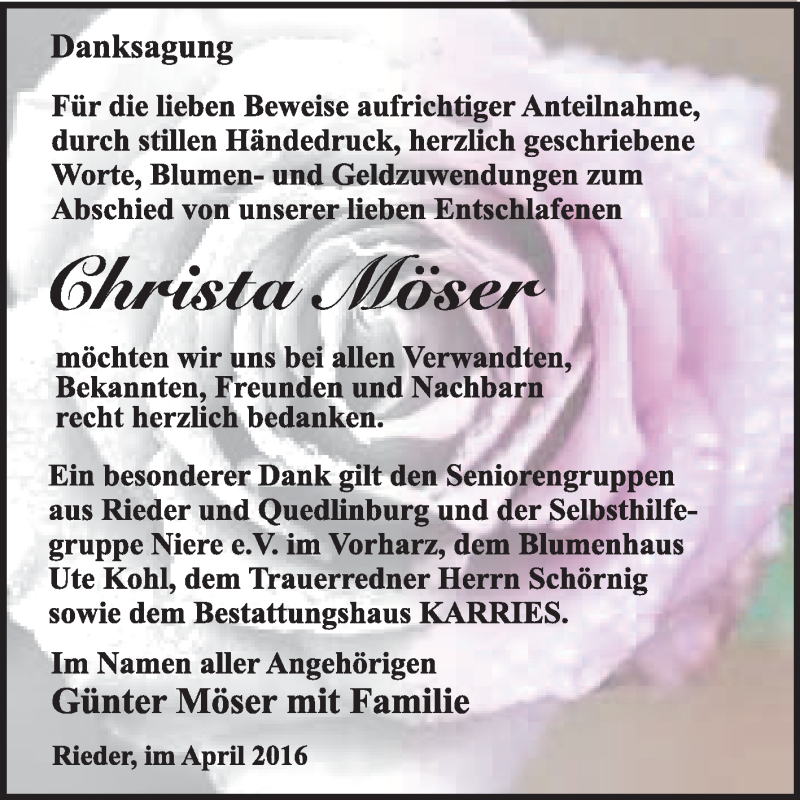 Traueranzeigen Von Christa M Ser Abschied Nehmen De