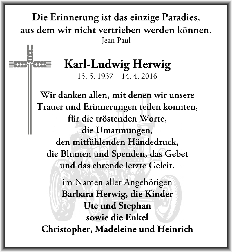 Traueranzeigen Von Karl Ludwig Herwig Abschied Nehmen De