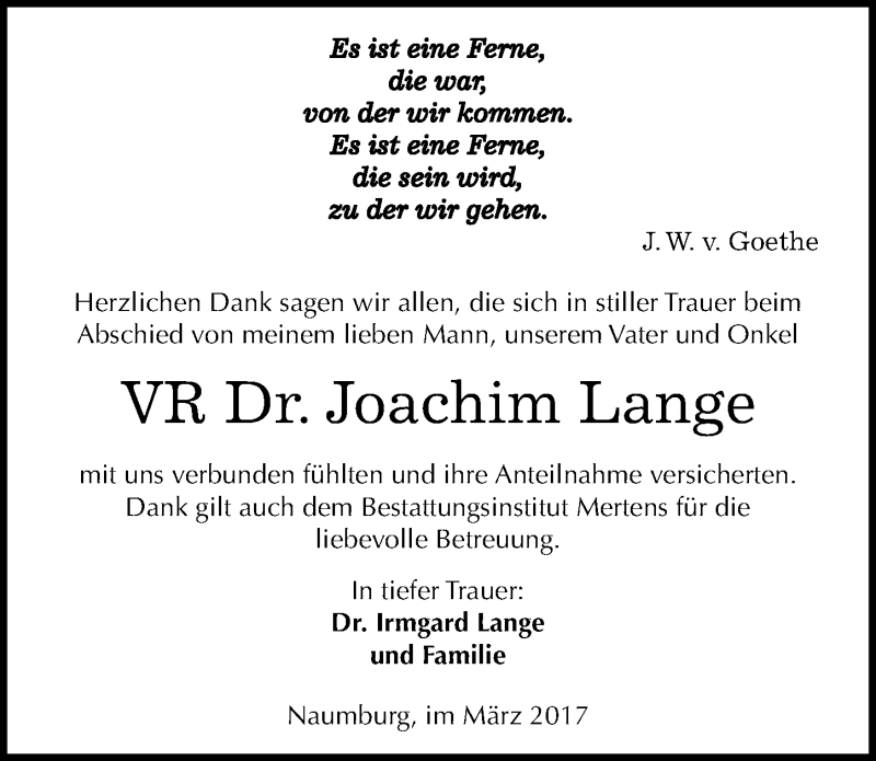 Traueranzeigen Von Joachim Lange Abschied Nehmen De