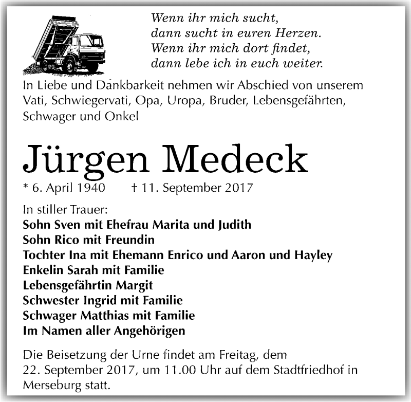 Traueranzeigen Von J Rgen Medeck Abschied Nehmen De