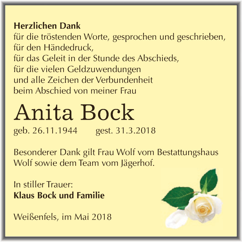 Traueranzeigen Von Anita Bock Abschied Nehmen De