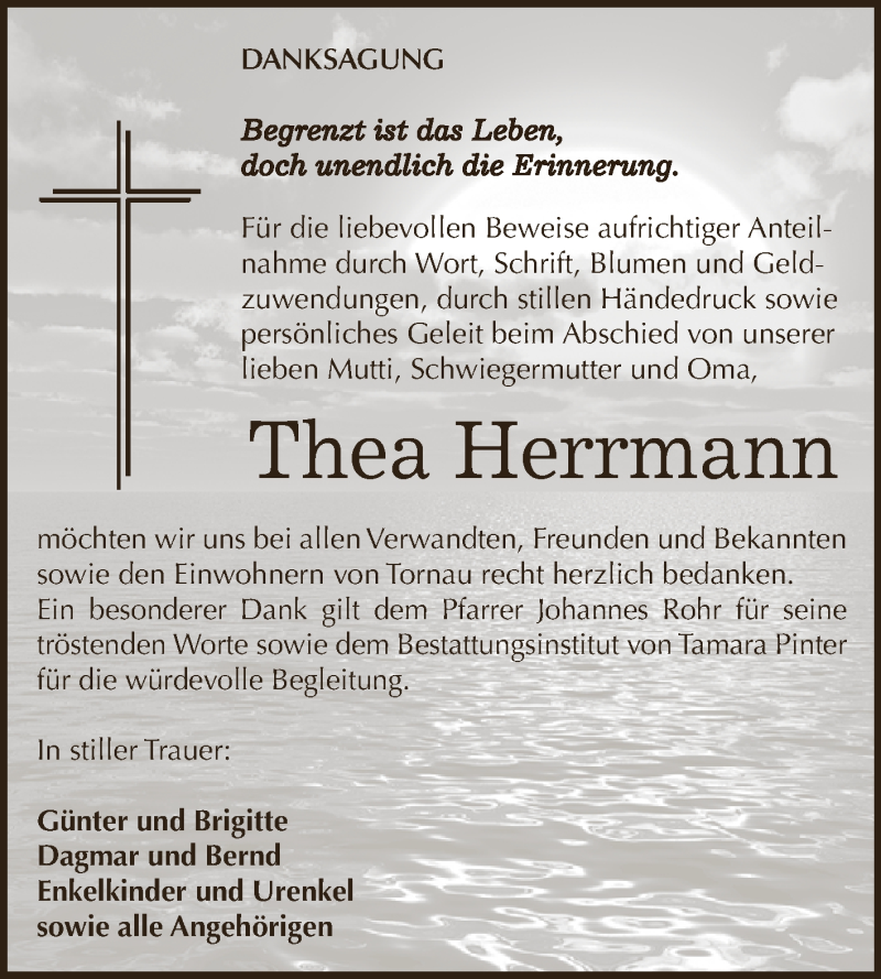 Traueranzeigen Von Thea Ilse Herrmann Abschied Nehmen De