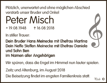 Traueranzeigen Von Peter Misch Abschied Nehmen De