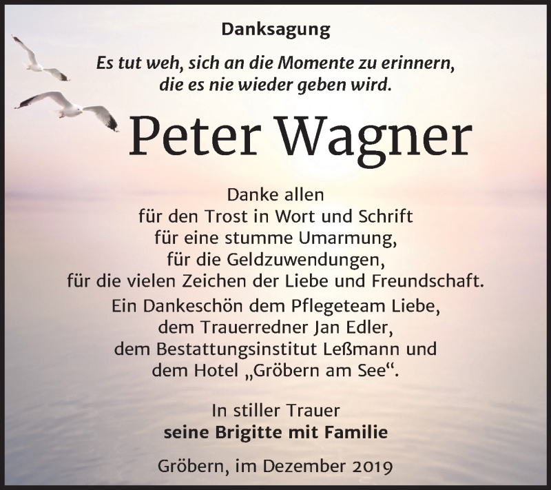 Traueranzeigen Von Peter Wagner Abschied Nehmen De