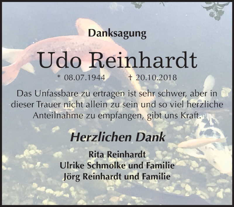 Traueranzeigen Von Udo Reinhardt Abschied Nehmen De