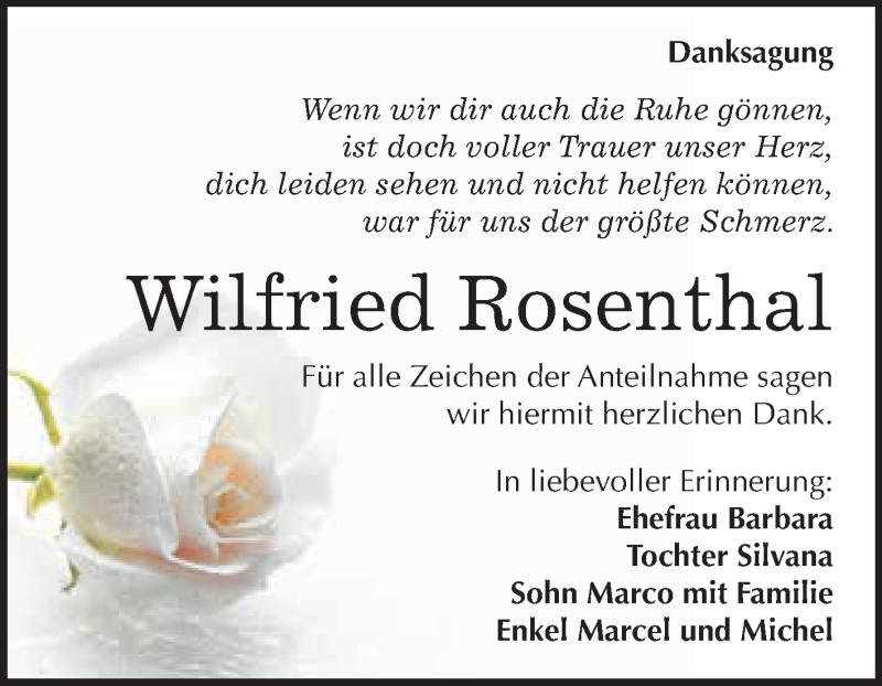 Traueranzeigen Von Wilfried Rosenthal Abschied Nehmen De