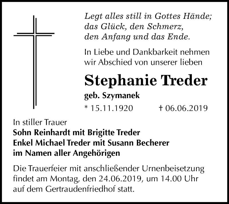 Traueranzeigen Von Stephanie Treder Abschied Nehmen De