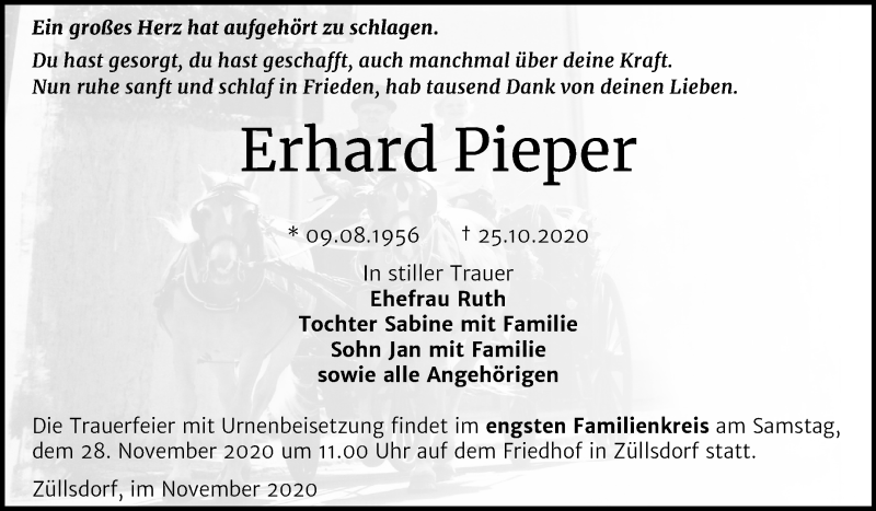 Traueranzeigen Von Erhard Pieper Abschied Nehmen De