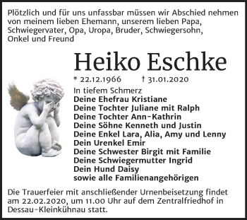 Traueranzeigen Von Heiko Eschke Abschied Nehmen De