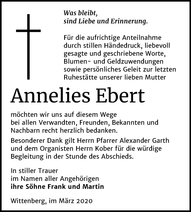 Traueranzeigen Von Annelies Ebert Abschied Nehmen De