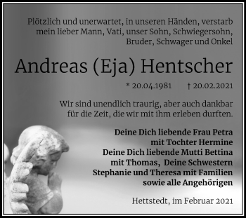 Traueranzeigen Von Andreas Hentscher Abschied Nehmen De