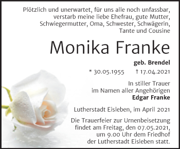 Traueranzeigen Von Monika Franke Abschied Nehmen De