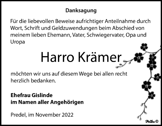 Traueranzeigen von Harro Krämer abschied nehmen de