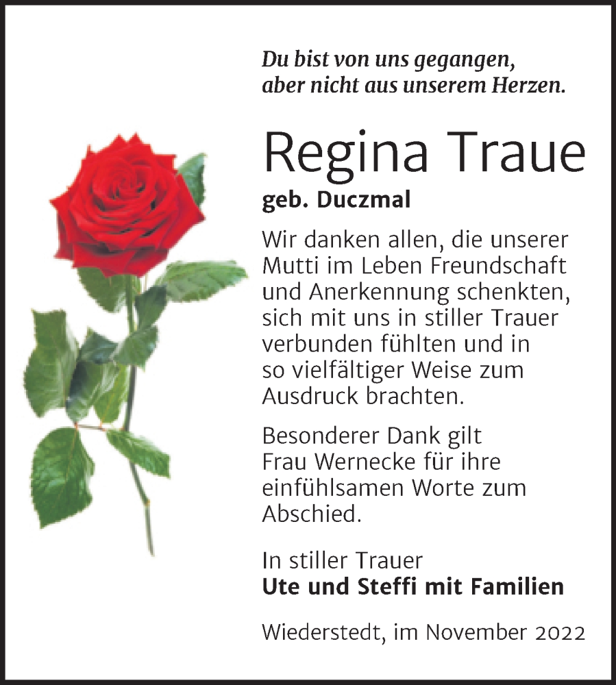 Traueranzeigen Von Regina Traue Abschied Nehmen De