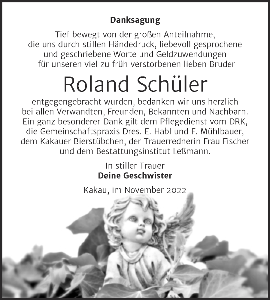 Traueranzeigen Von Roland Sch Ler Abschied Nehmen De