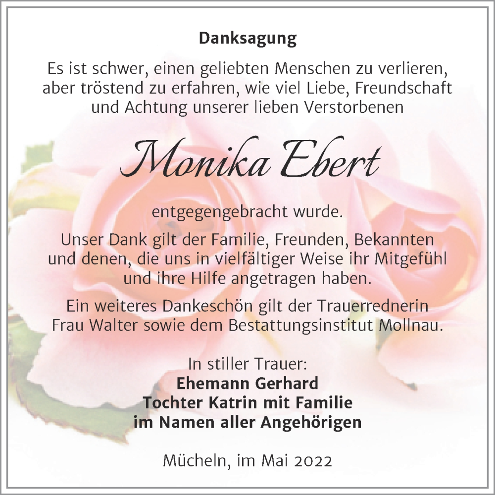 Traueranzeigen Von Monika Ebert Abschied Nehmen De