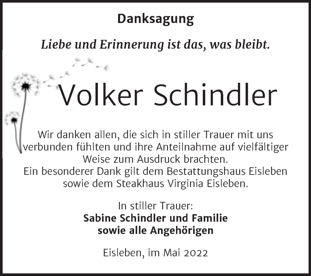 Traueranzeigen Von Volker Schindler Abschied Nehmen De