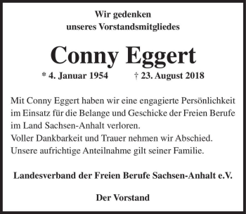 Traueranzeigen Von Conny Eggert Abschied Nehmen De