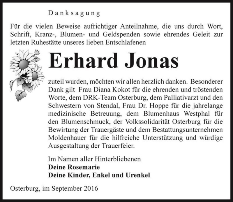 Traueranzeigen Von Erhard Jonas Abschied Nehmen De