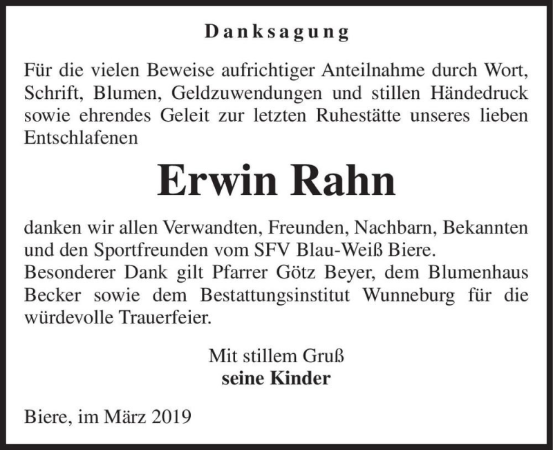 Traueranzeigen Von Erwin Rahn Abschied Nehmen De