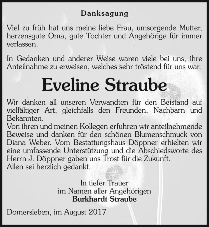 Traueranzeigen Von Eveline Straube Abschied Nehmen De