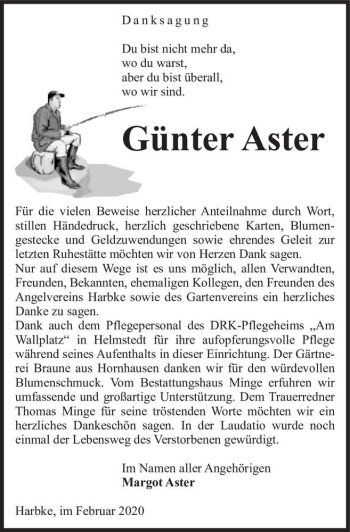 Traueranzeigen Von G Nter Aster Abschied Nehmen De