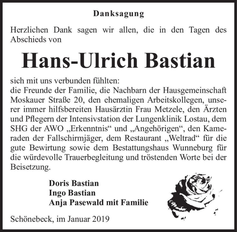 Traueranzeigen Von Hans Ulrich Bastian Abschied Nehmen De