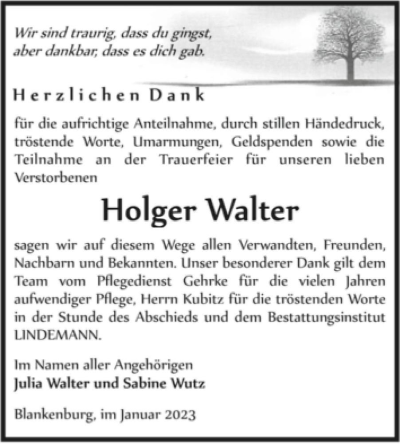 Traueranzeigen Von Holger Walter Abschied Nehmen De