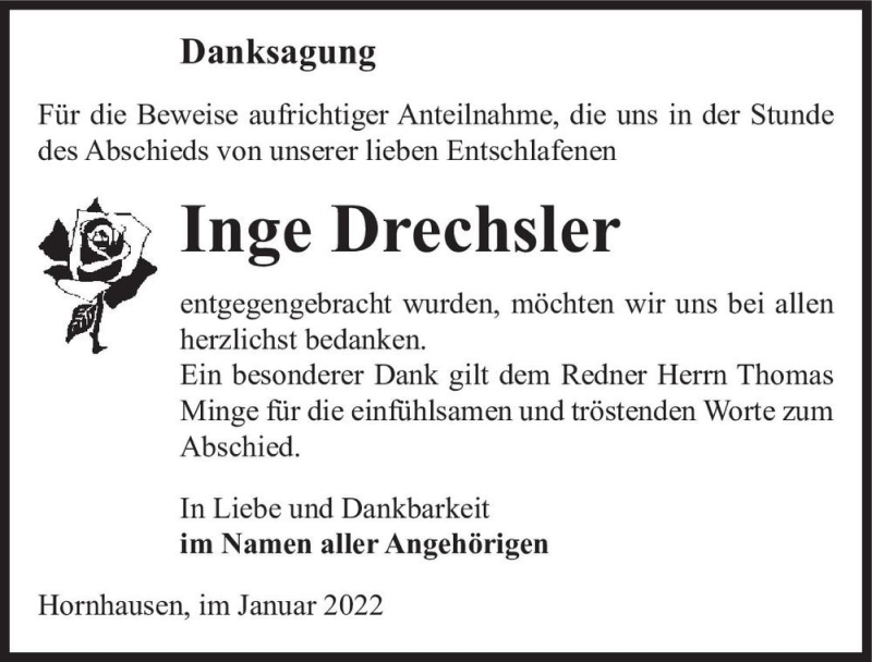 Traueranzeigen Von Inge Drechsler Abschied Nehmen De