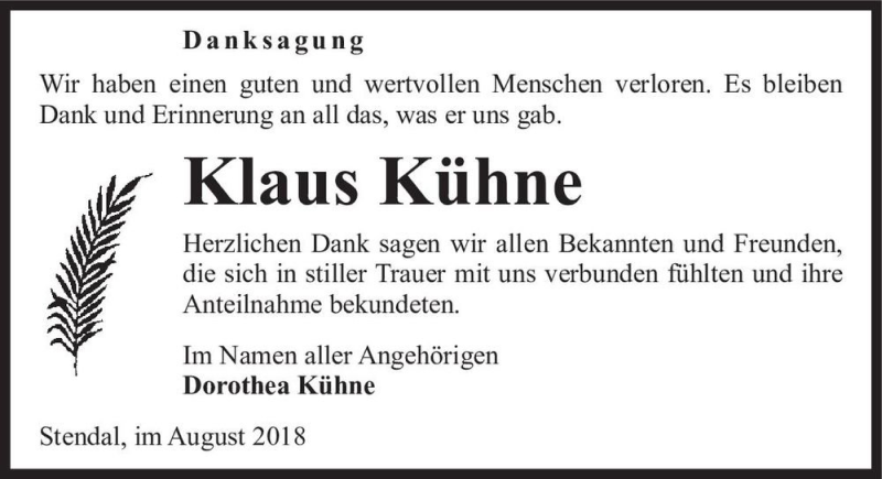 Traueranzeigen von Klaus Kühne abschied nehmen de