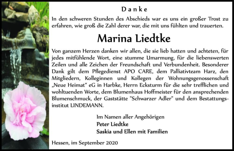 Traueranzeigen Von Maria Liedtke Abschied Nehmen De