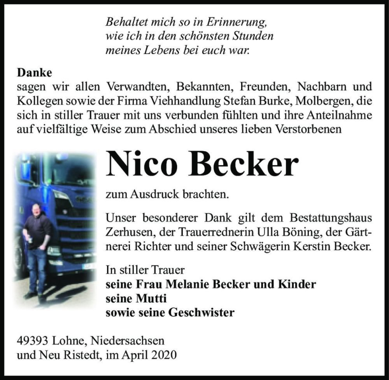 Traueranzeigen Von Nico Becker Abschied Nehmen De