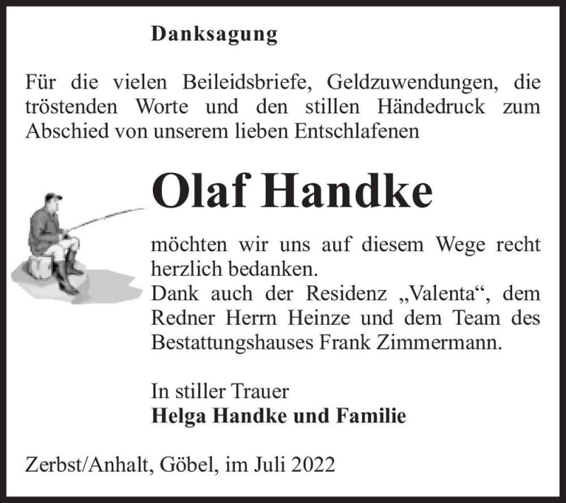 Traueranzeigen Von Olaf Handke Abschied Nehmen De