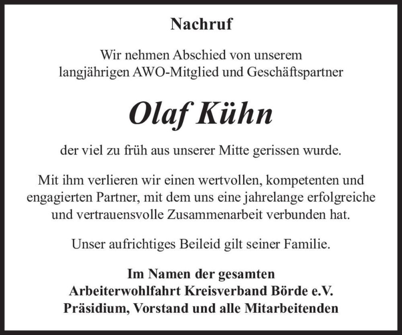 Traueranzeigen von Olaf Kühn abschied nehmen de