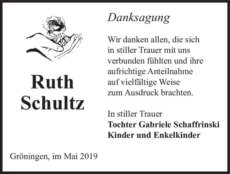 Traueranzeigen Von Ruth Schultz Abschied Nehmen De