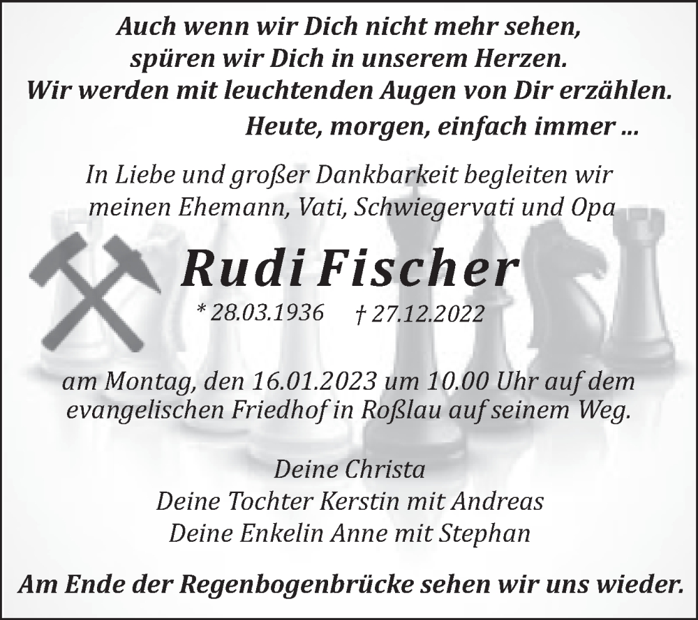 Traueranzeigen Von Rudi Fischer Abschied Nehmen De