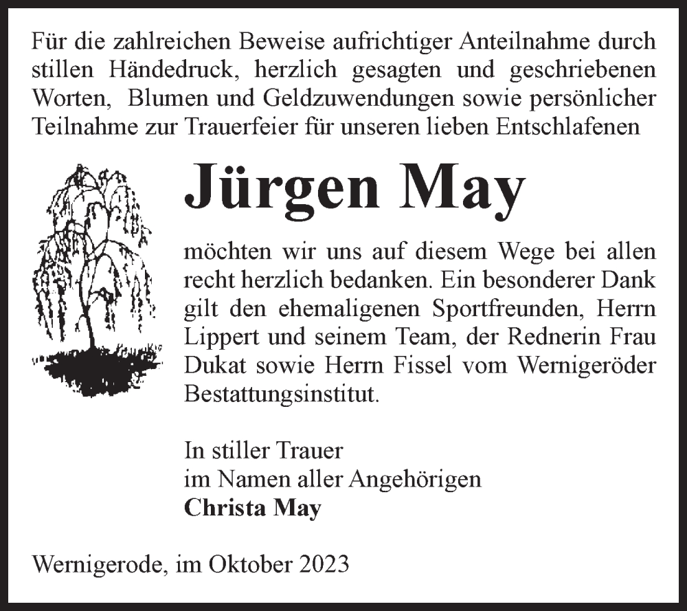 Traueranzeigen Von J Rgen May Abschied Nehmen De