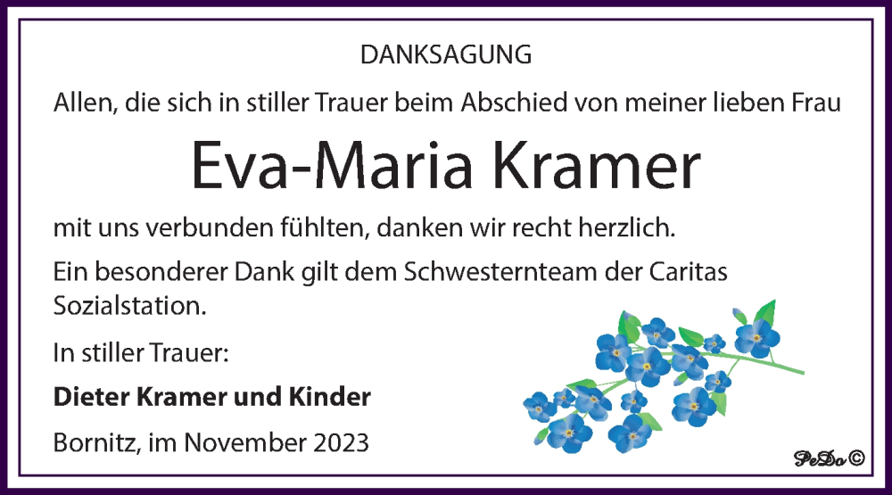 Traueranzeigen Von Eva Maria Kramer Abschied Nehmen De