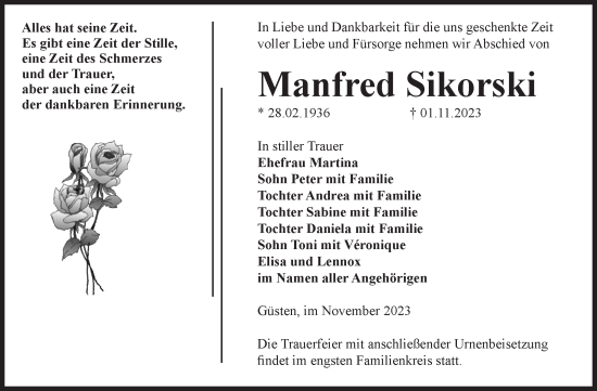 Traueranzeigen Von Manfred Sikorski Abschied Nehmen De