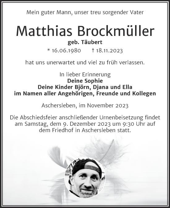 Traueranzeigen Von Matthias Brockm Ller Abschied Nehmen De