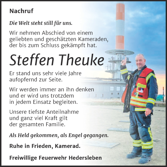 Traueranzeigen Von Steffen Theuke Abschied Nehmen De