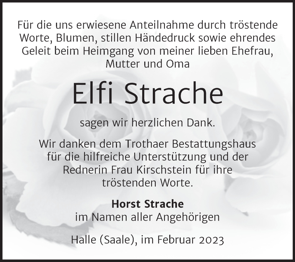 Traueranzeigen Von Elfi Strache Abschied Nehmen De