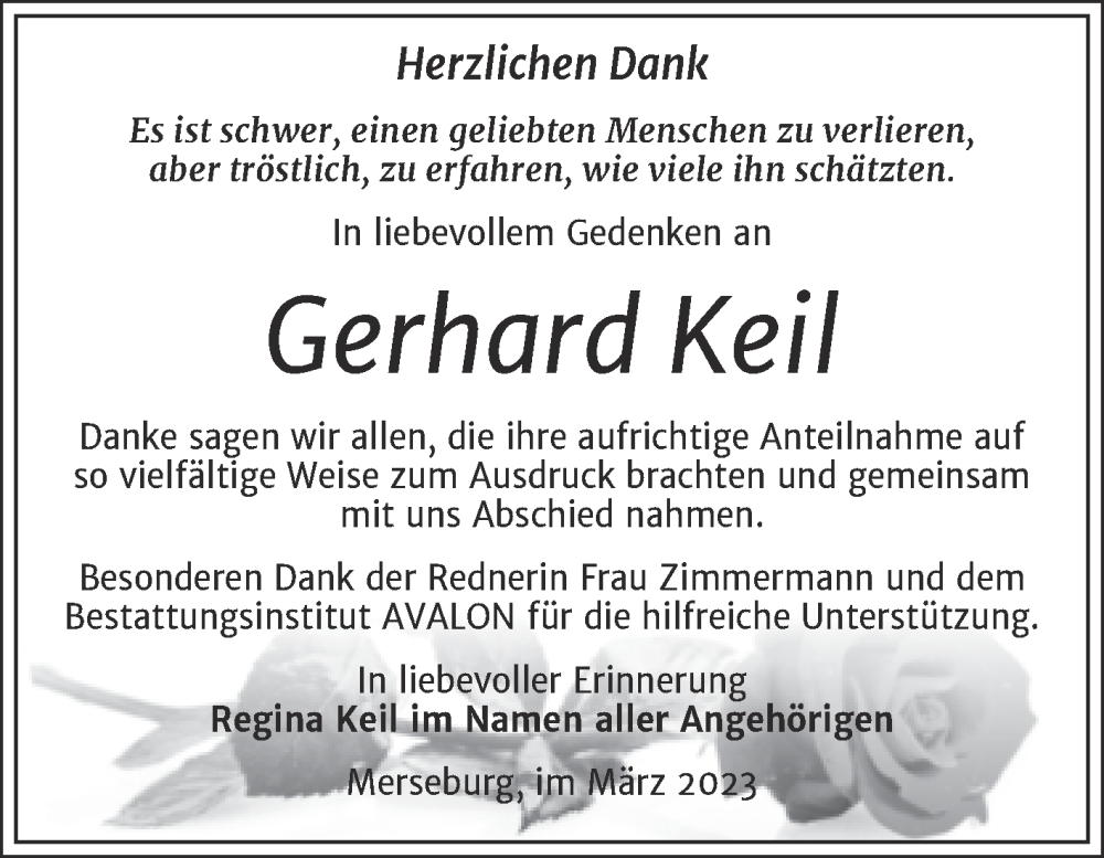 Traueranzeigen Von Gerhard Keil Abschied Nehmen De