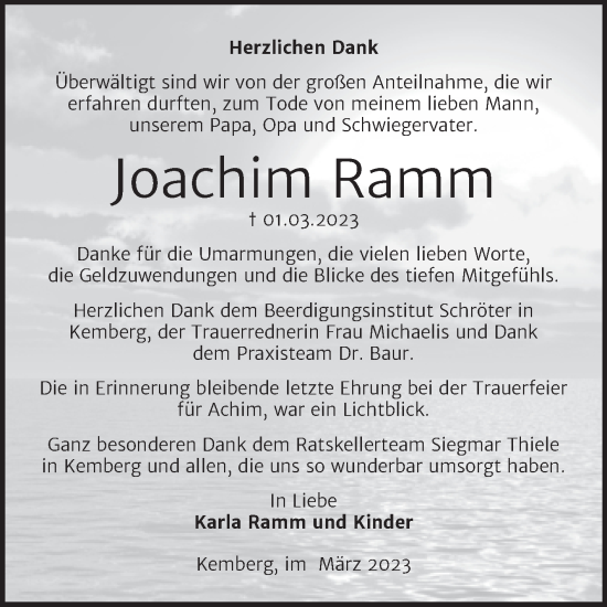 Traueranzeigen Von Joachim Ramm Abschied Nehmen De