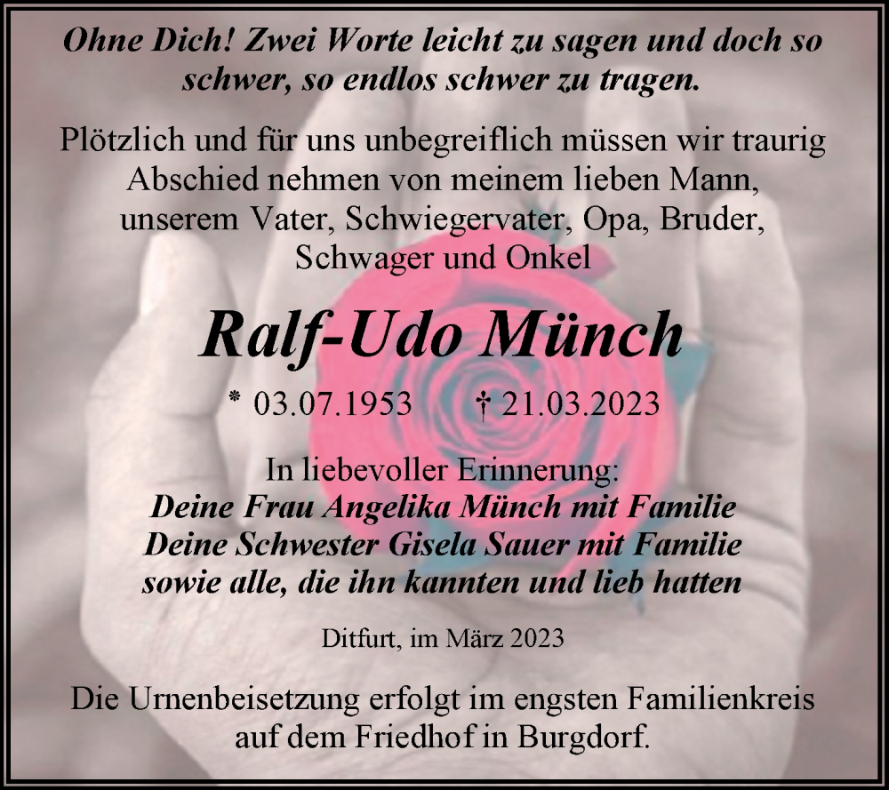 Traueranzeigen von Ralf Udo Münch abschied nehmen de