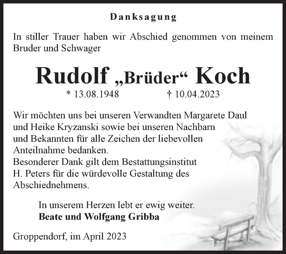 Traueranzeigen Von Rudolf Koch Abschied Nehmen De