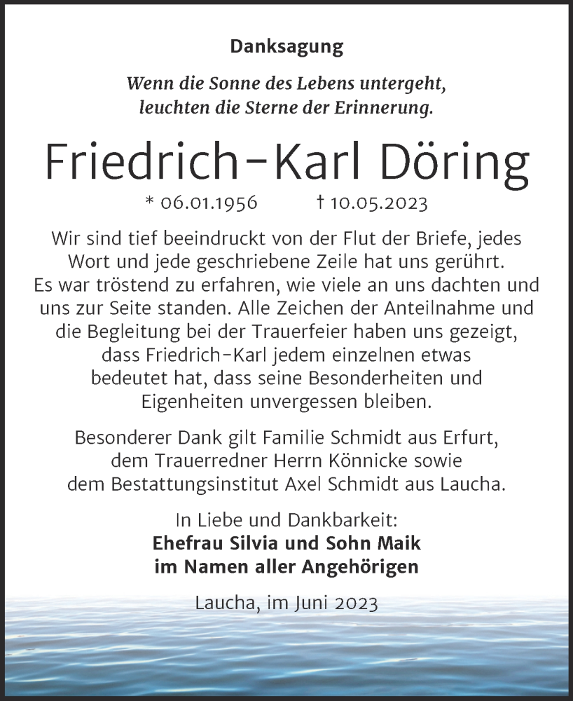 Traueranzeigen von Friedrich Karl Döring abschied nehmen de