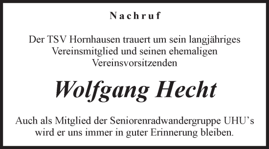 Traueranzeigen Von Wolfgang Hecht Abschied Nehmen De